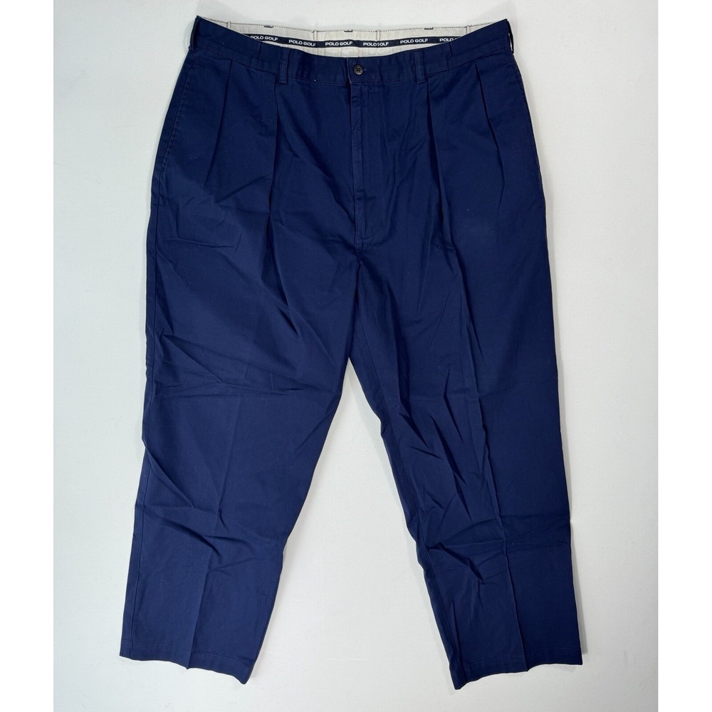 Polo Golf Ralph Lauren Chino Pants Navy Pleated Cotton Men 40x32 (38x29) Vintage